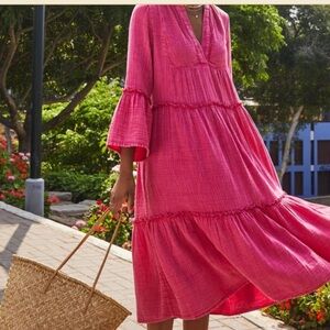 Faherty Dream Cotton Gauze Vida Midi Dress S